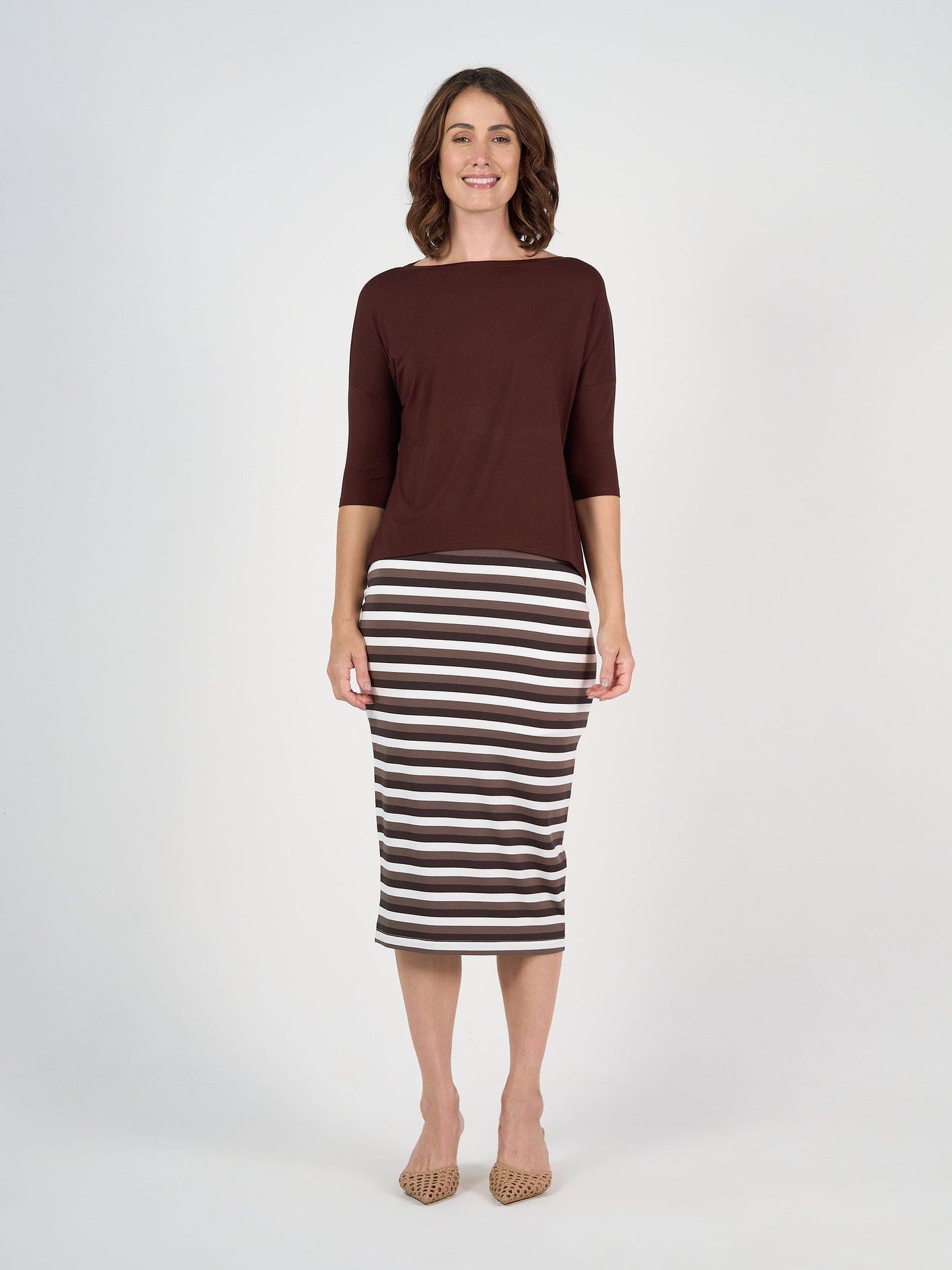 Camila 3/4 Sleeve Bamboo Top - Burgundy