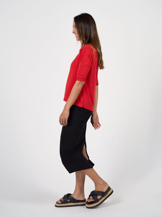 Camila 3/4 Sleeve Bamboo Top - Fiery Red