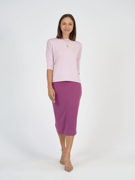 Lou Lou Australia Lilac top with Plum purple tube skirt
