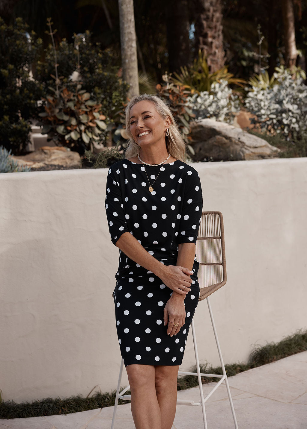Camila 3/4 Sleeve Bamboo Top - Polka Dot