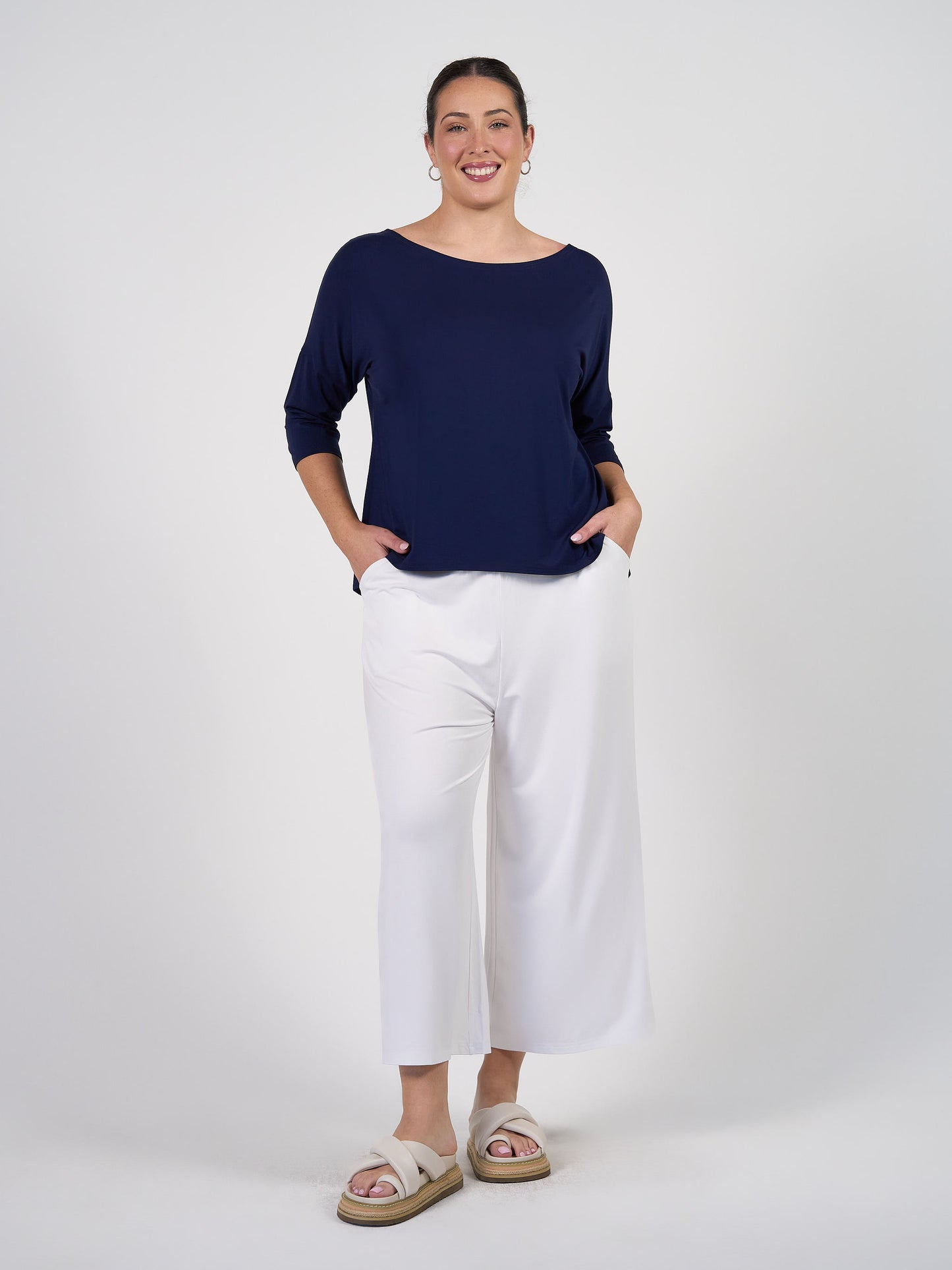 Ciara 7/8 Length Bamboo Culotte Pant - White