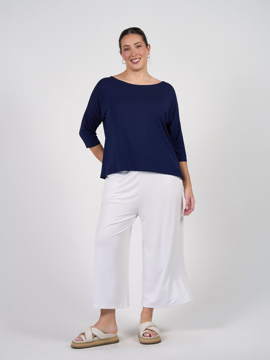 Camila 3/4 Sleeve Bamboo Top - Navy