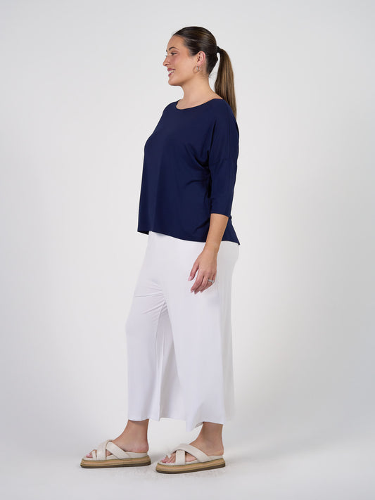 Camila 3/4 Sleeve Bamboo Top - Navy
