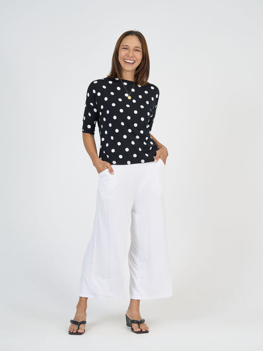 Lou Lou Australia Ciara 7/8 Length Bamboo Culottes in navy.