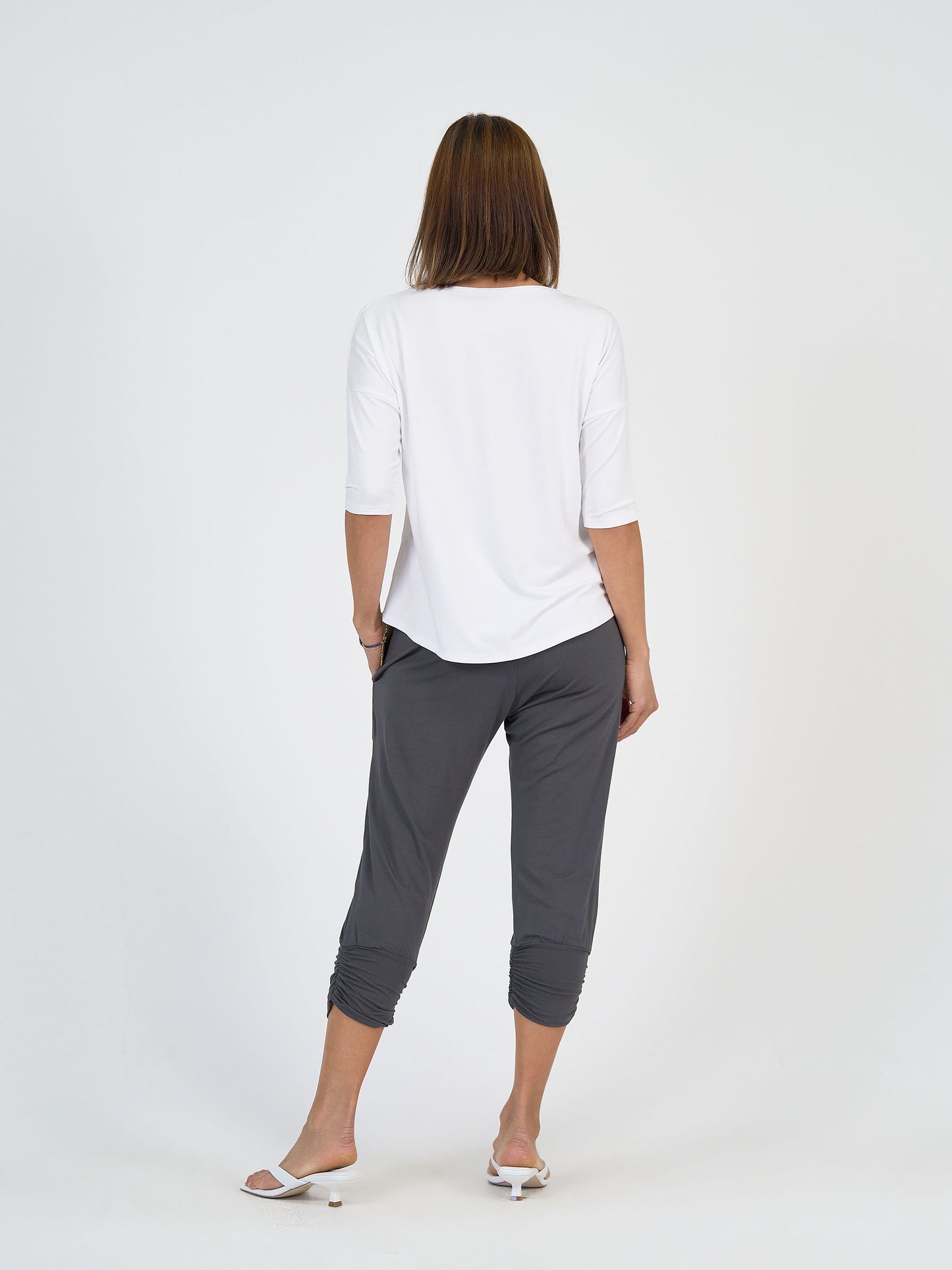 Bamboo Jogger Pant and White 3/4 Sleeve Top Lou Lou Australia 
