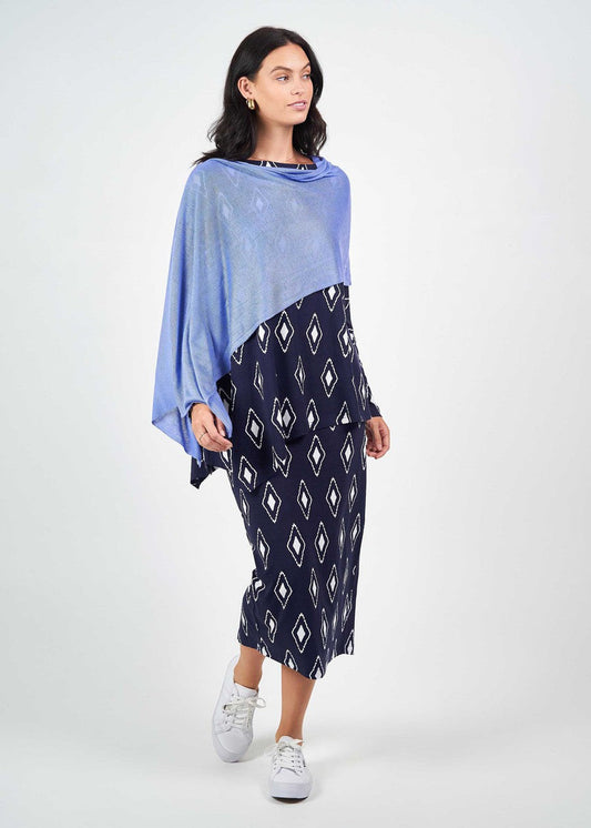Carrie Cashmere& Bamboo Knit Poncho - Persian Jewel