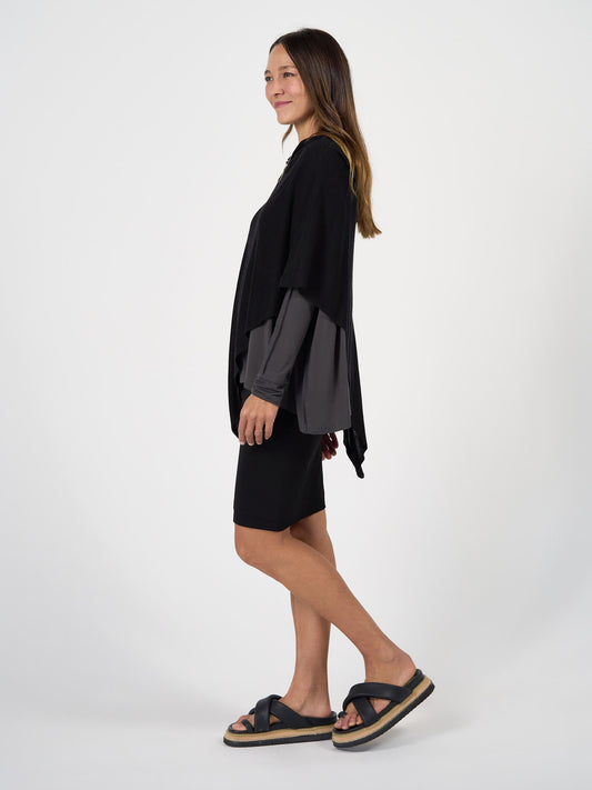 Carrie Cashmere & Bamboo Knit Poncho - Black