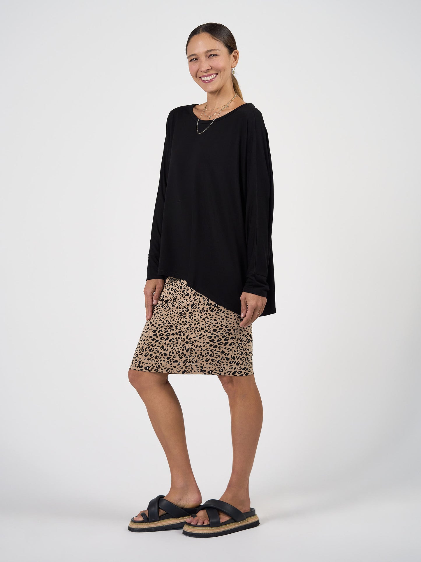 Gina Long Sleeved Bamboo Top - Black