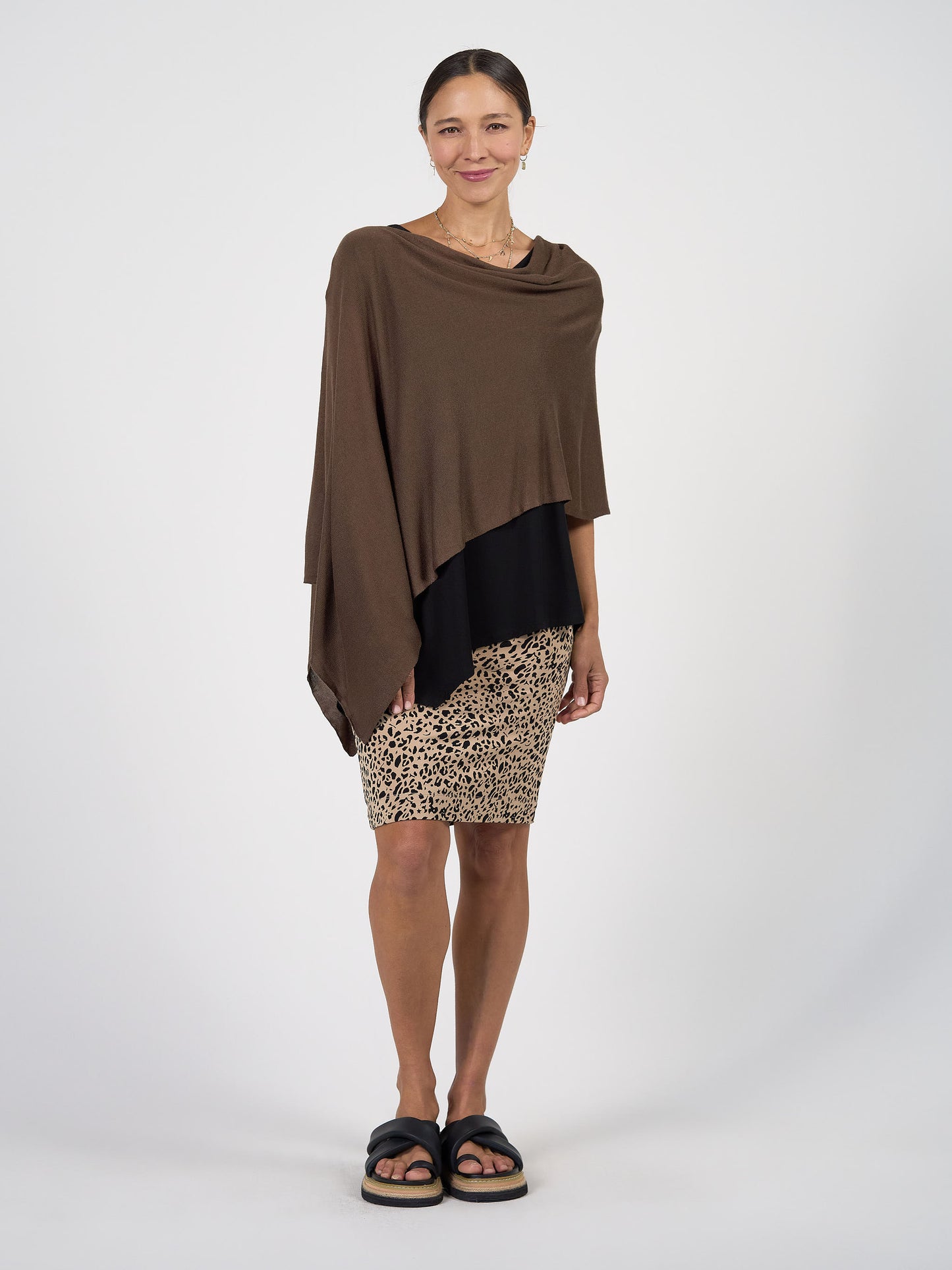 Carrie Cashmere/Bamboo Poncho - Chocolate