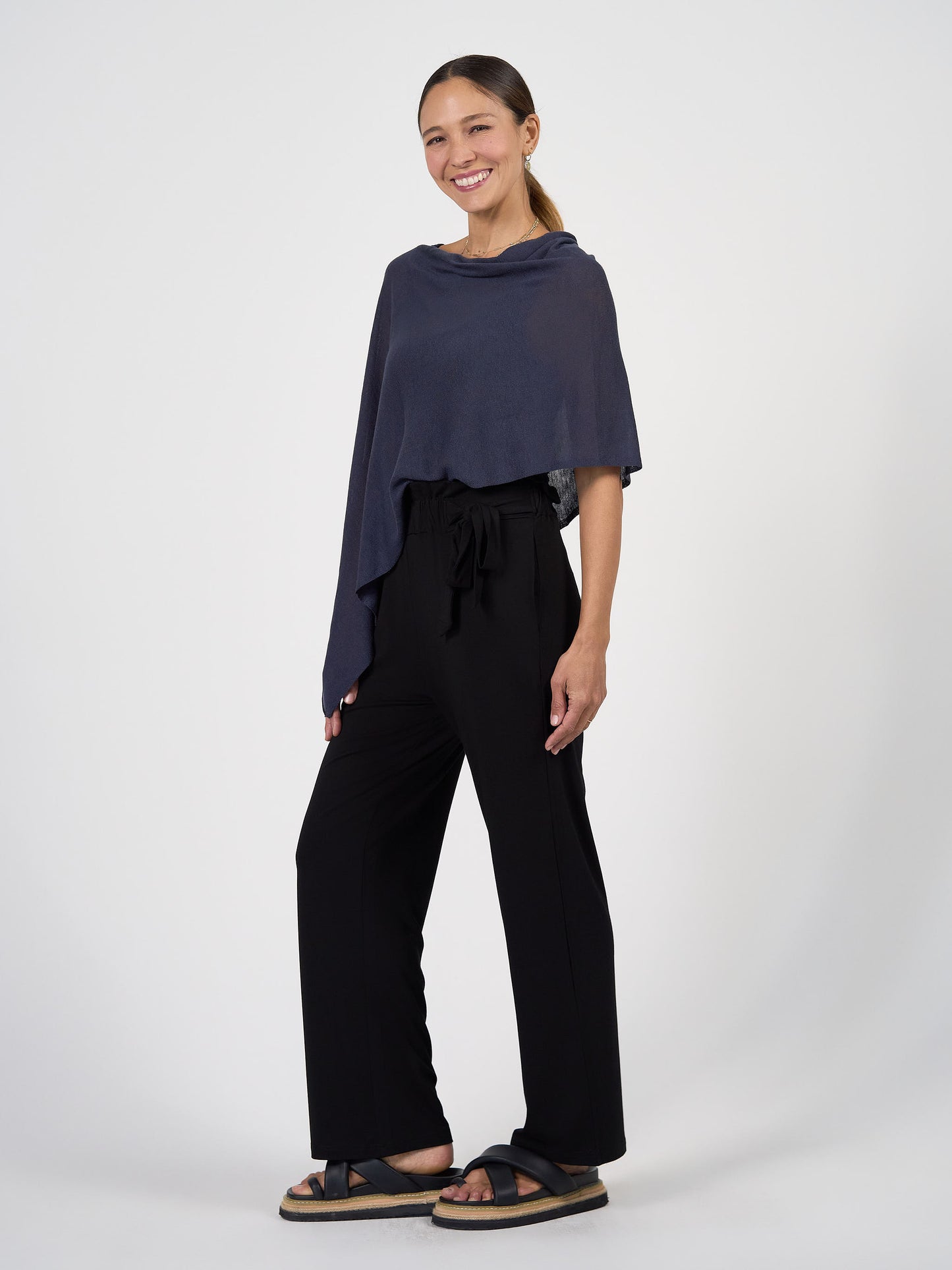 Carrie Cashmere/Bamboo Poncho - Navy