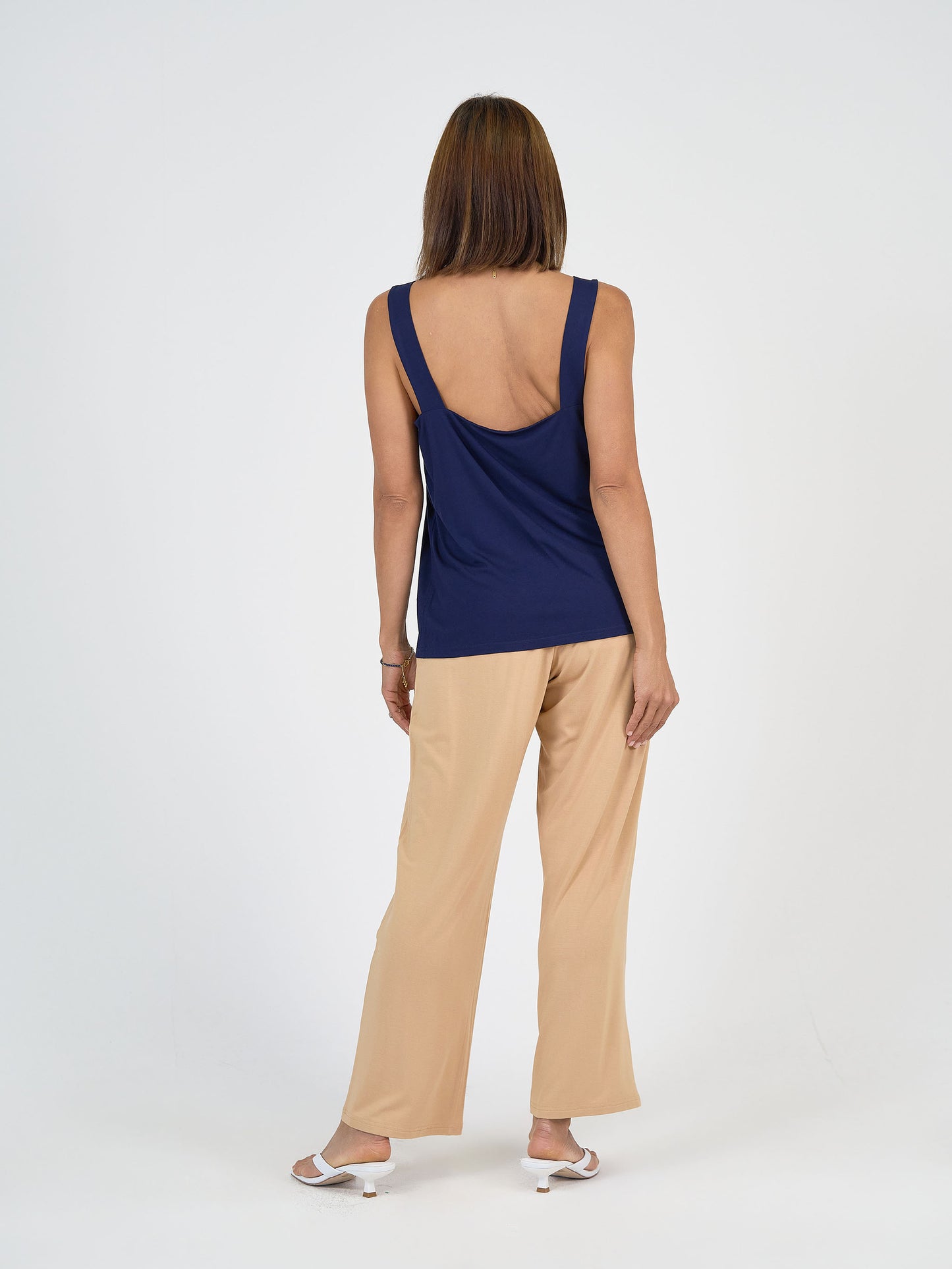 Lou Lou Australia Navy Tank top with tan and Wide leg pant