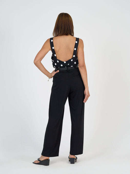 Lou Lou australia Black and white polka dot top and Black Wide Leg Pant
