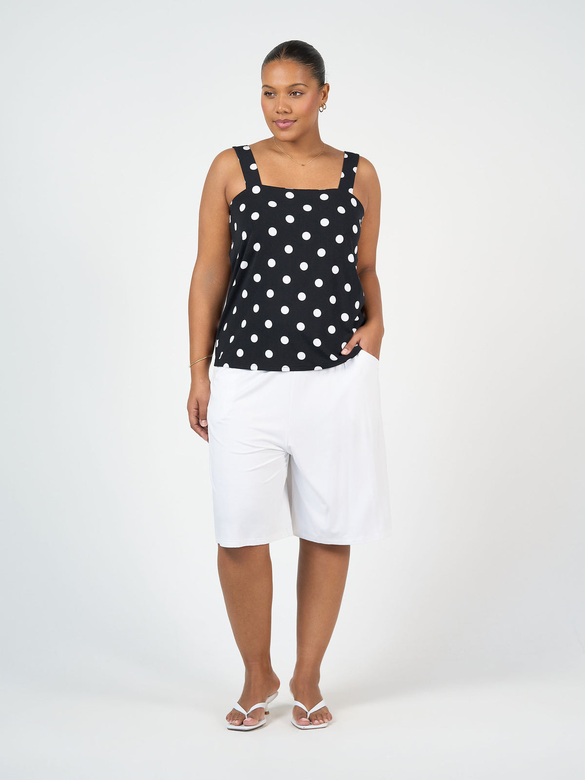 Lou Lou Australia Simone Wide Leg Bamboo Shorts in white.