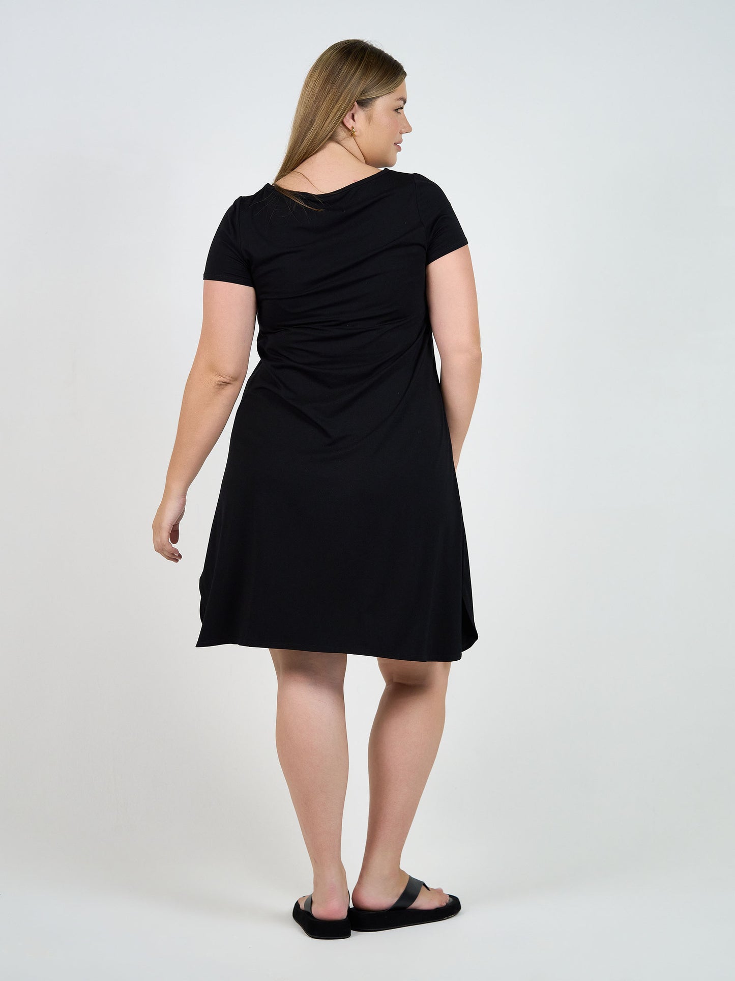 Cher Bamboo Short Sleeve T-Shirt Dress - Black