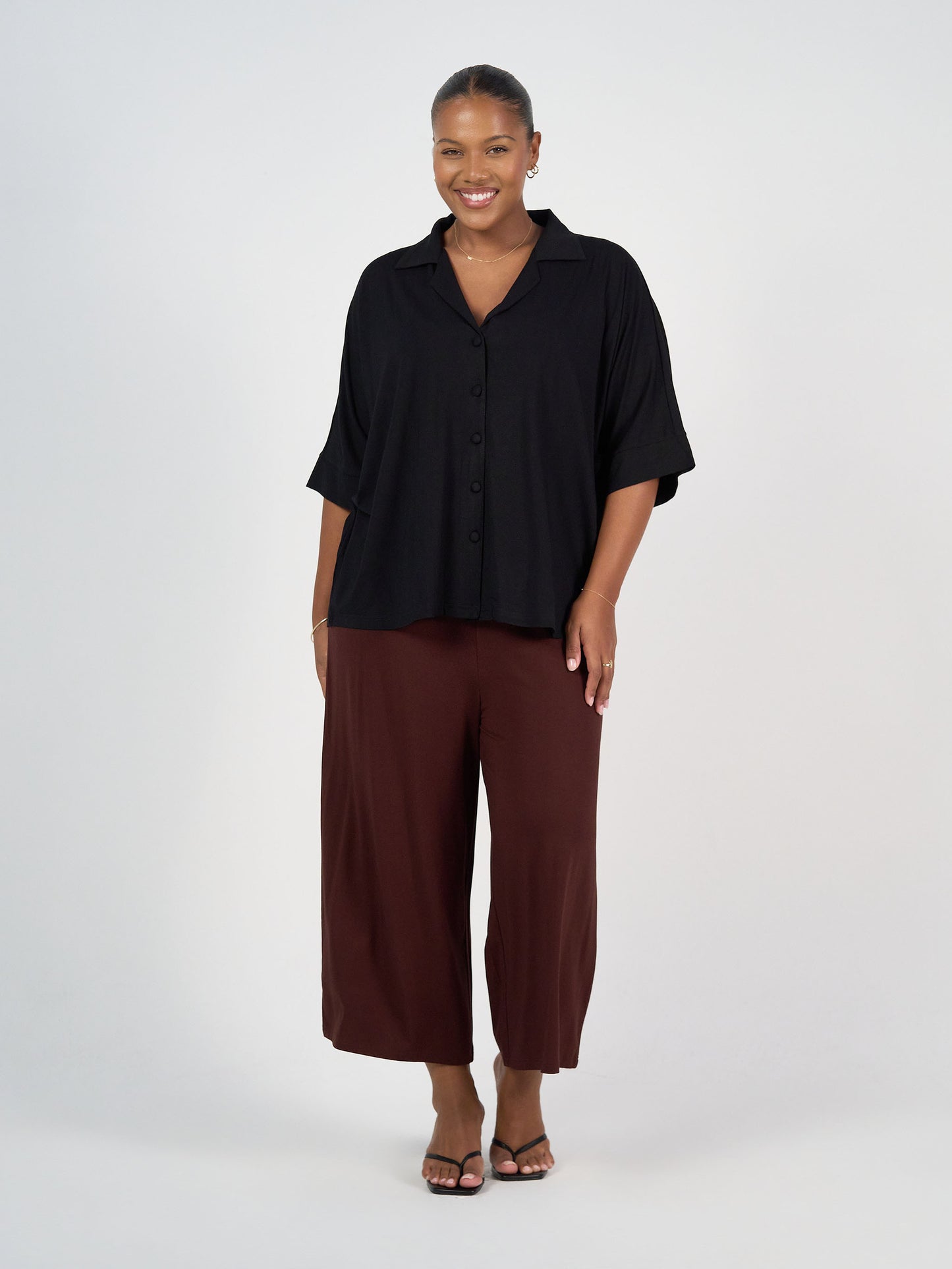 Ciara 7/8 Length Bamboo Culotte Pant - Burgundy