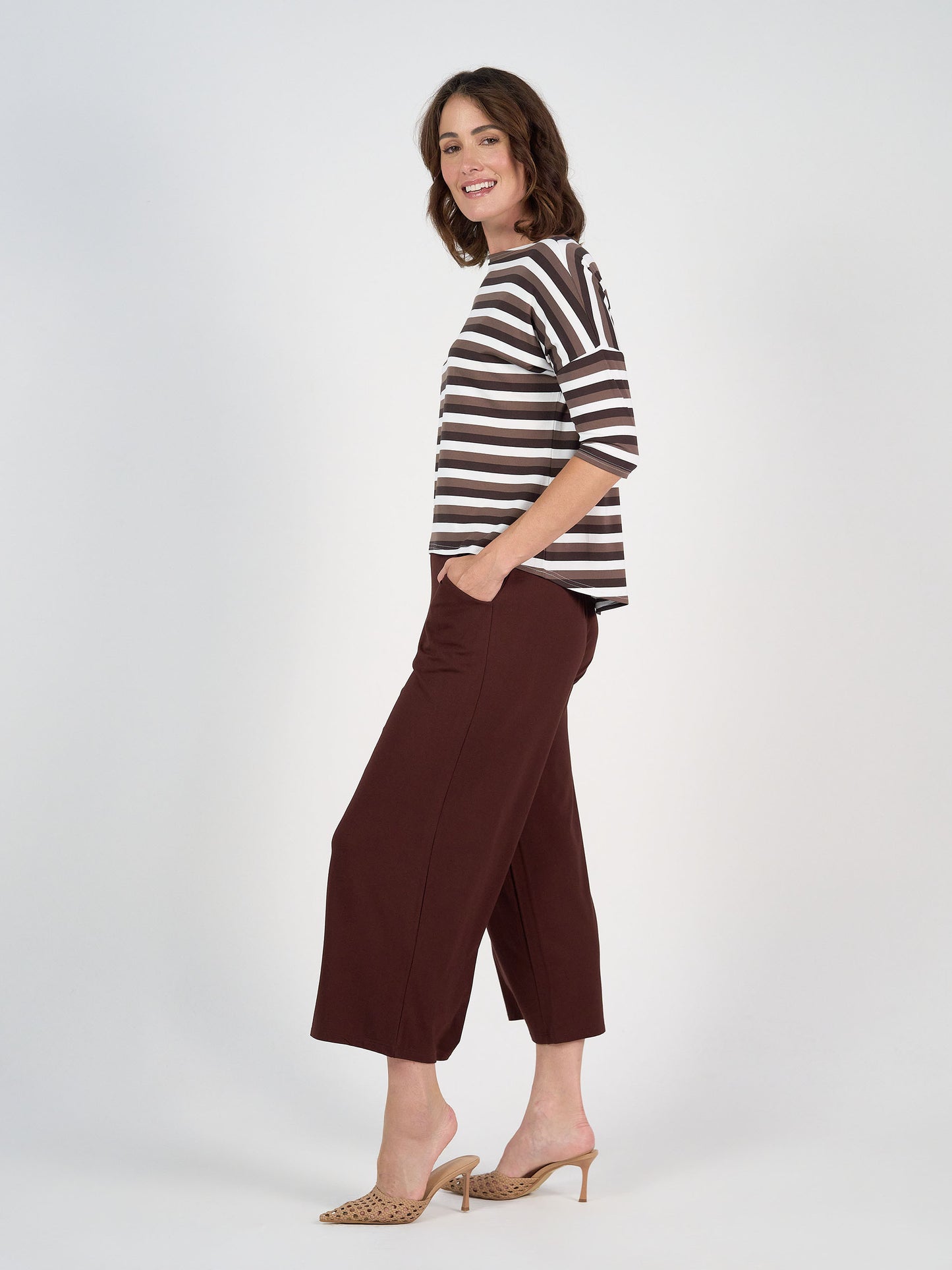 Ciara 7/8 Length Bamboo Culotte Pant - Burgundy