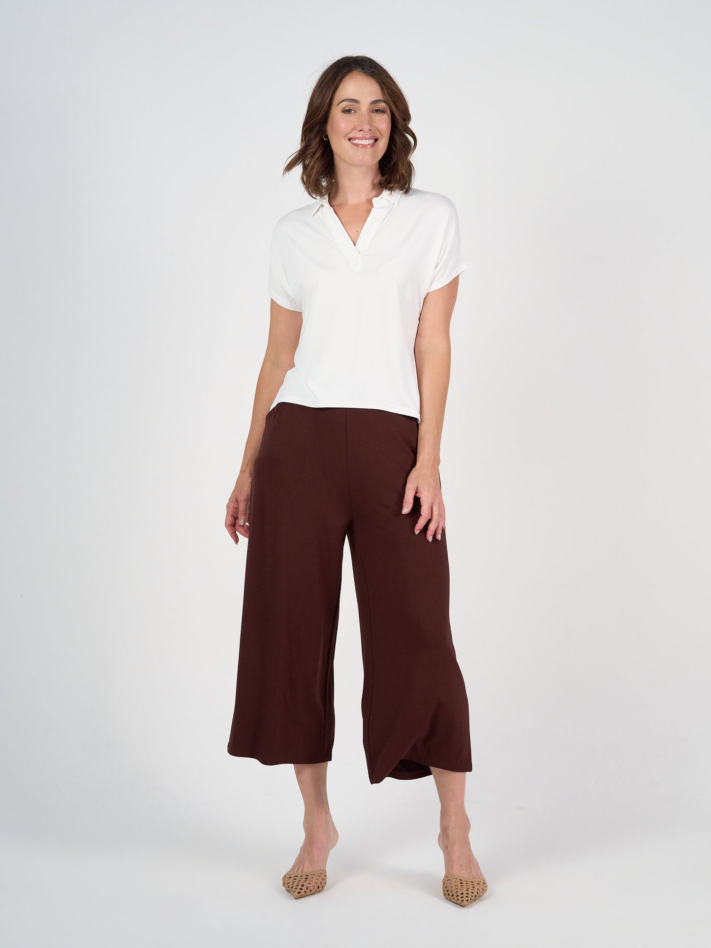 Ciara 7/8 Length Bamboo Culotte Pant - Burgundy