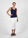 Cindy Sleeveless Bamboo Tank Singlet - Navy
