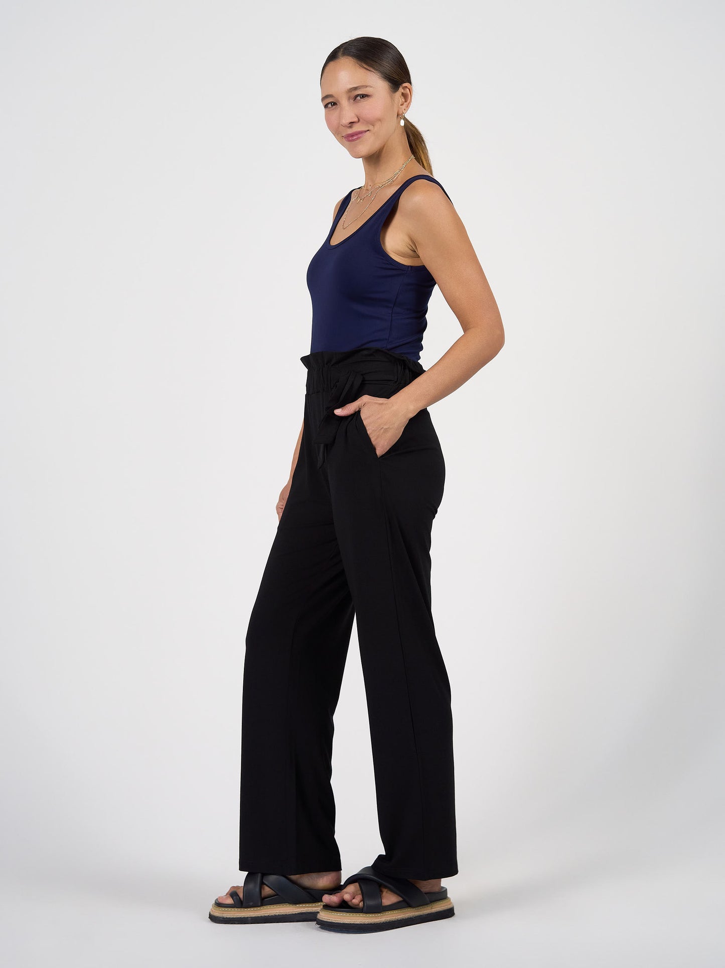 Tyler Bamboo Paperbag Pant - Black