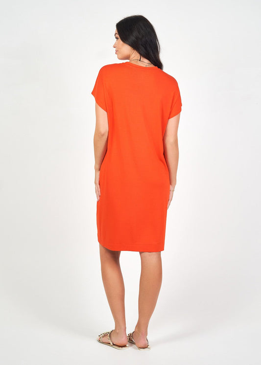 Nicks Bamboo Short Sleeve T-Shirt Dress - Fiery Red