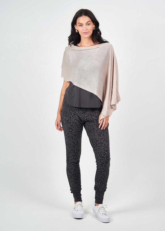 Carrie Cashmere & Bamboo Knit Poncho - Linen
