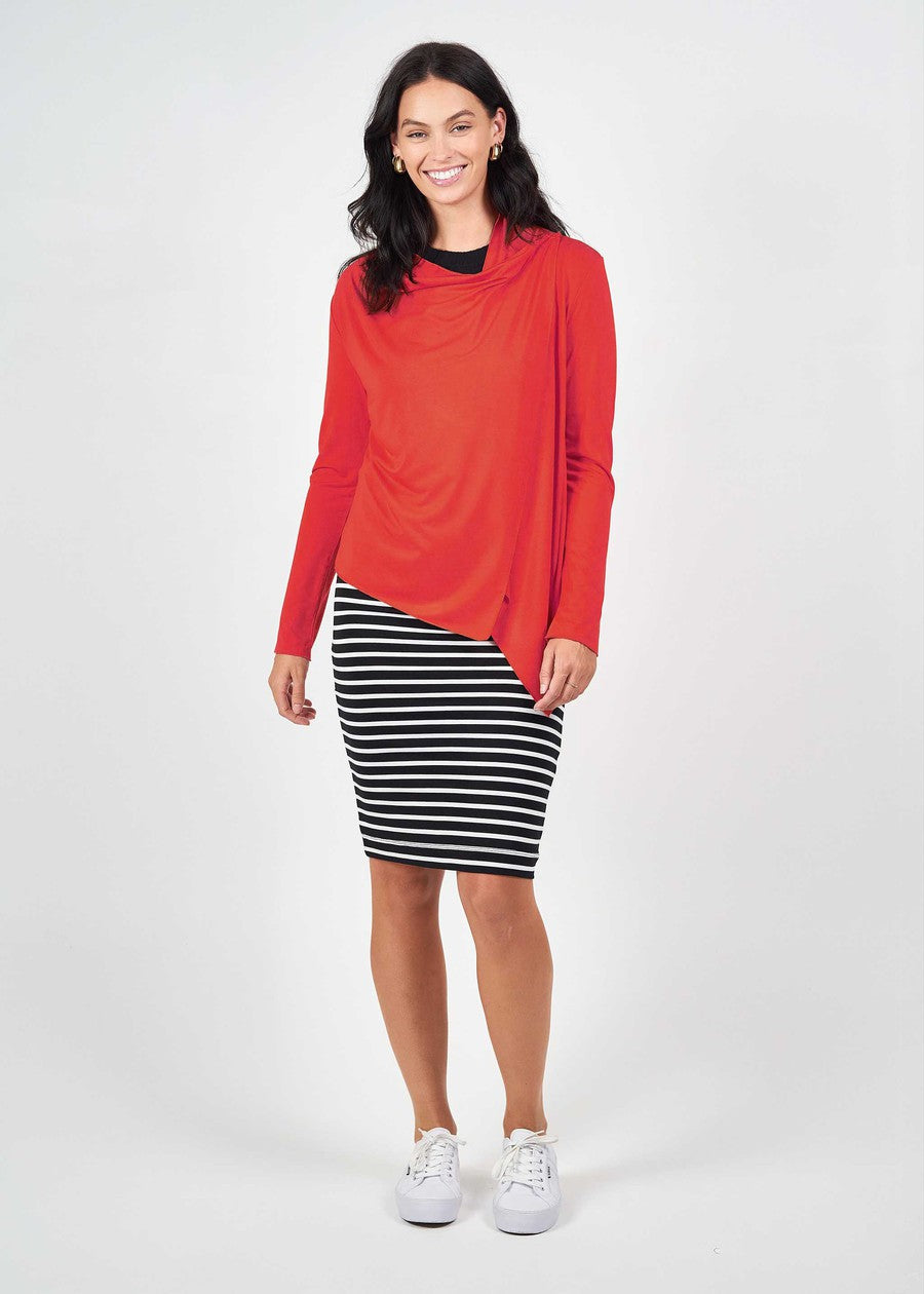 Joni Bamboo Waterfall Cardigan/Jacket - Fiery Red