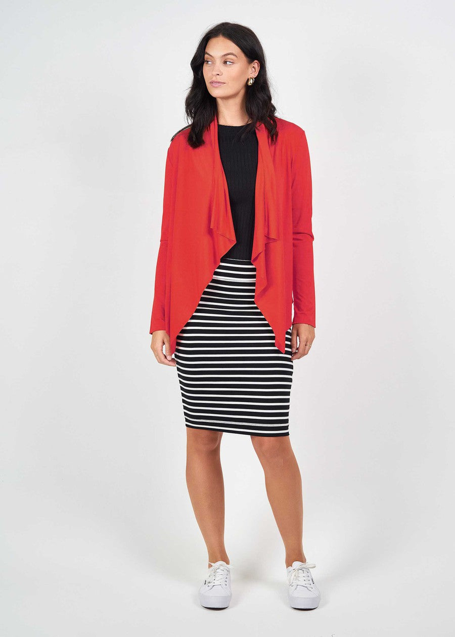 Joni Bamboo Waterfall Cardigan/Jacket - Fiery Red