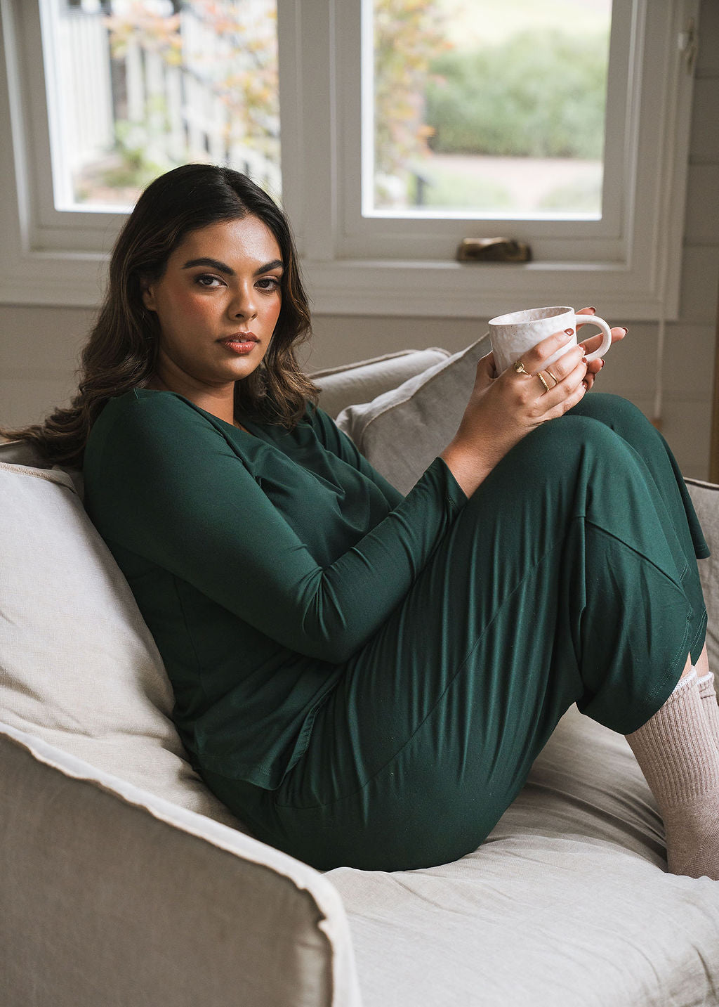 Ciara 7/8 Length Bamboo Culotte Pant - Dark Green