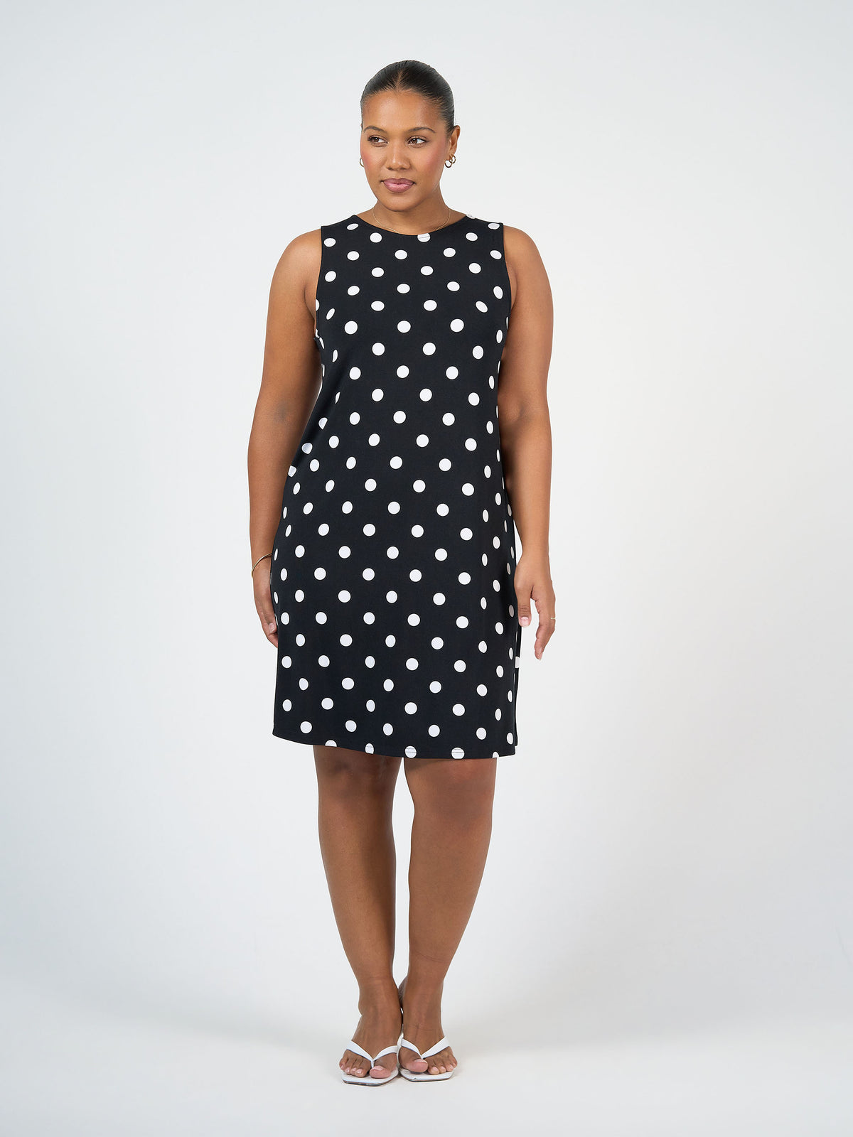 Lou Lou Australia Bamboo Black and White Polka dot knee length shift dress 