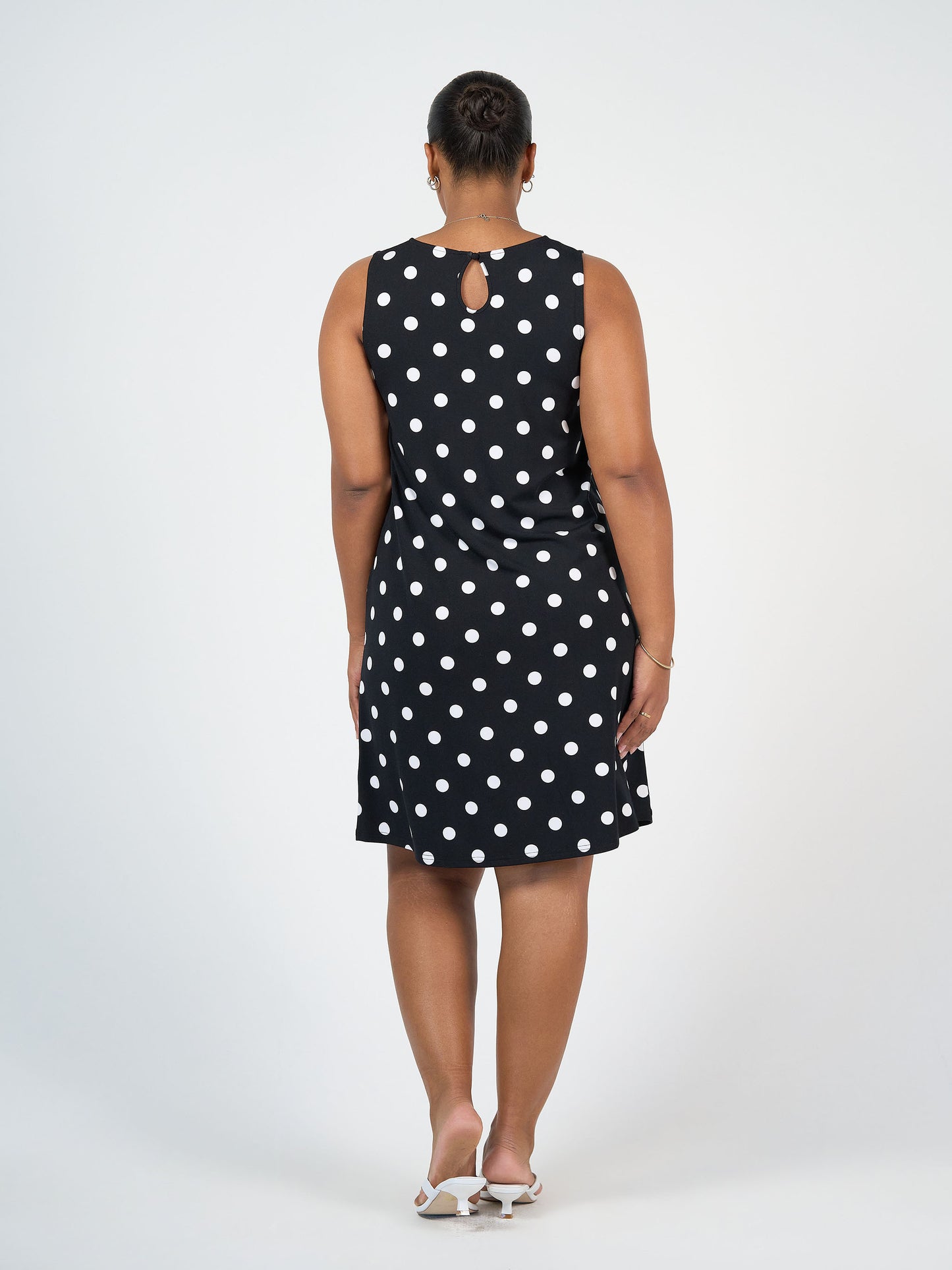 Lou Lou Australia Bamboo Black and White Polka dot knee length shift dress 