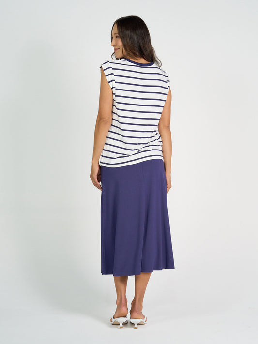 Donna Cap Sleeve Bamboo Tee - Blue & White Stripe