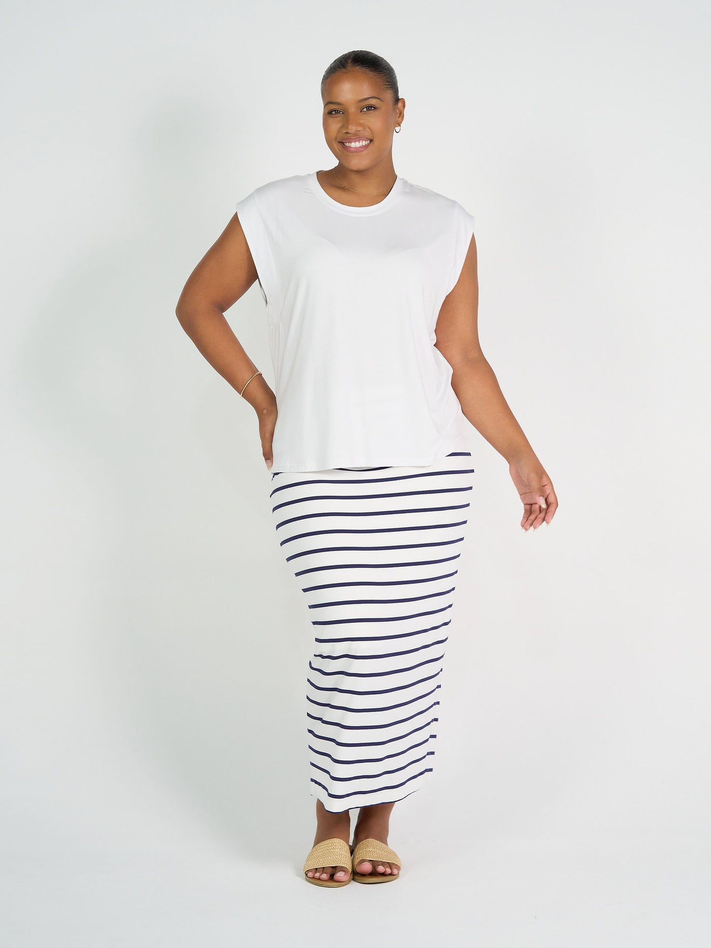 Donna Cap Sleeve Bamboo Tee - White