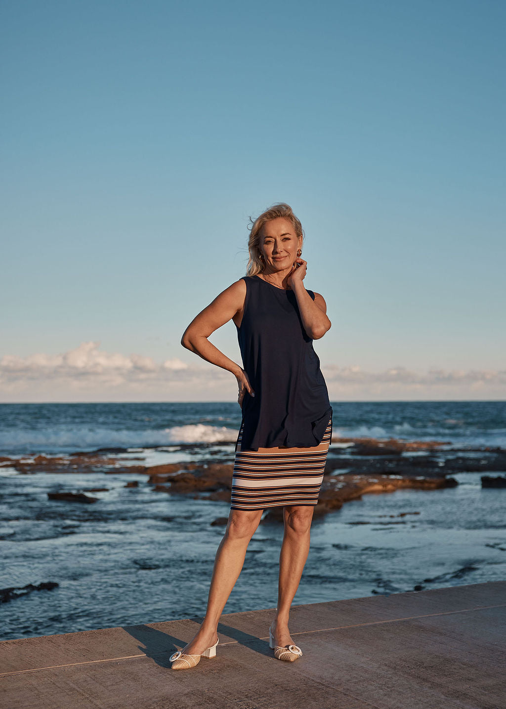 Fantasia Bamboo Tunic Top - Navy