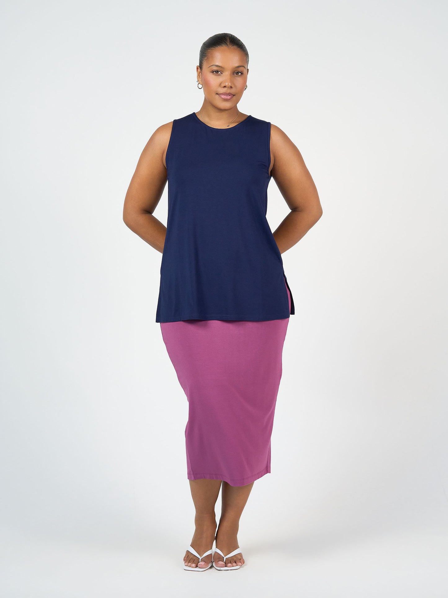 Fantasia Bamboo Tunic Top - Navy