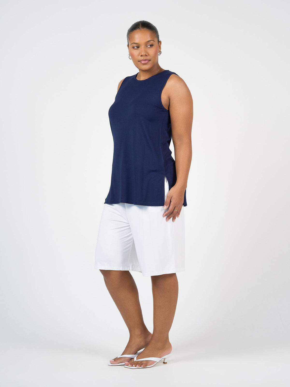 Lou Lou Australia Simone Wide Leg Bamboo Shorts in white.