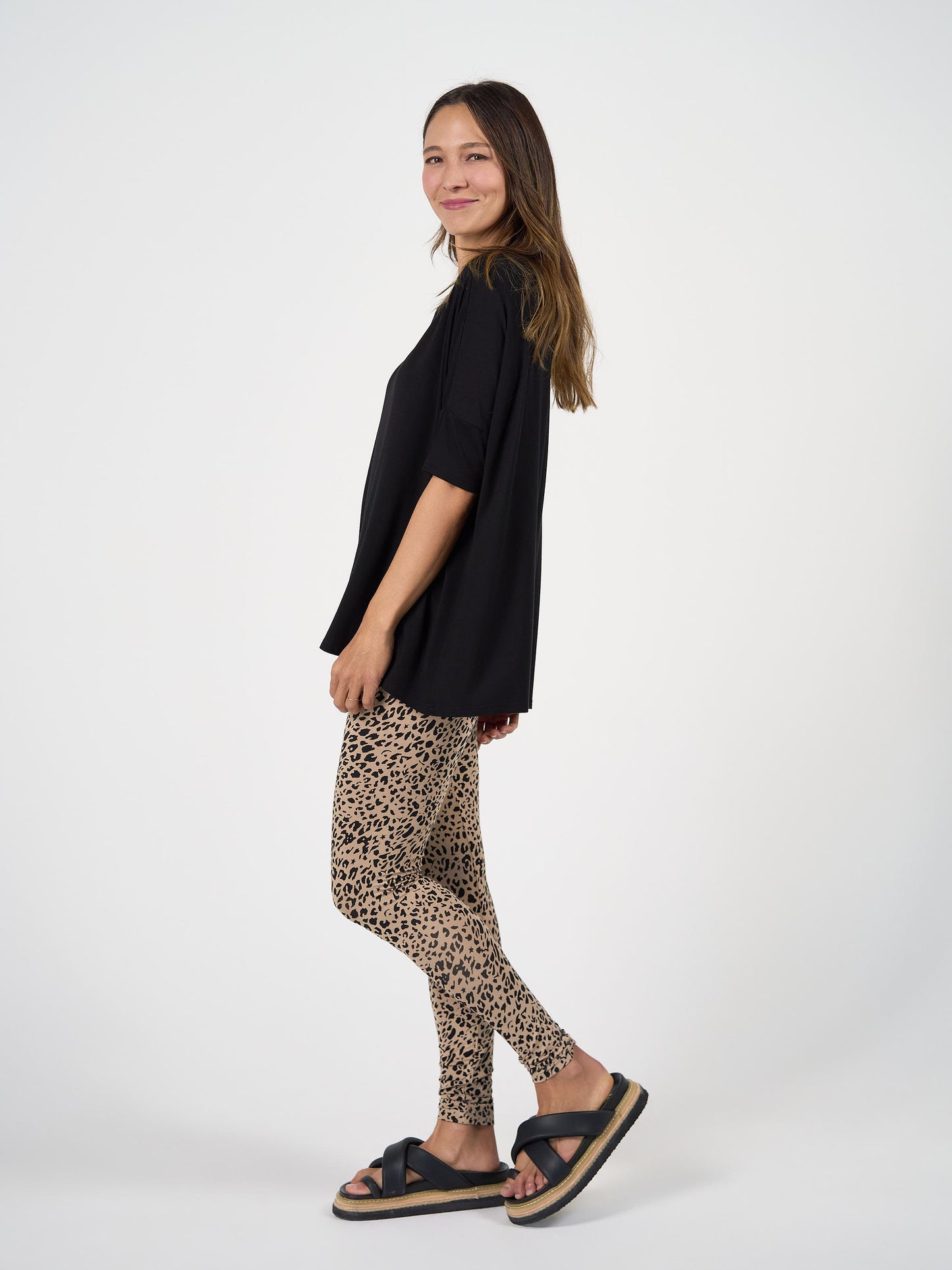 Gina Oversized Slouch Bamboo T-Shirt - Black