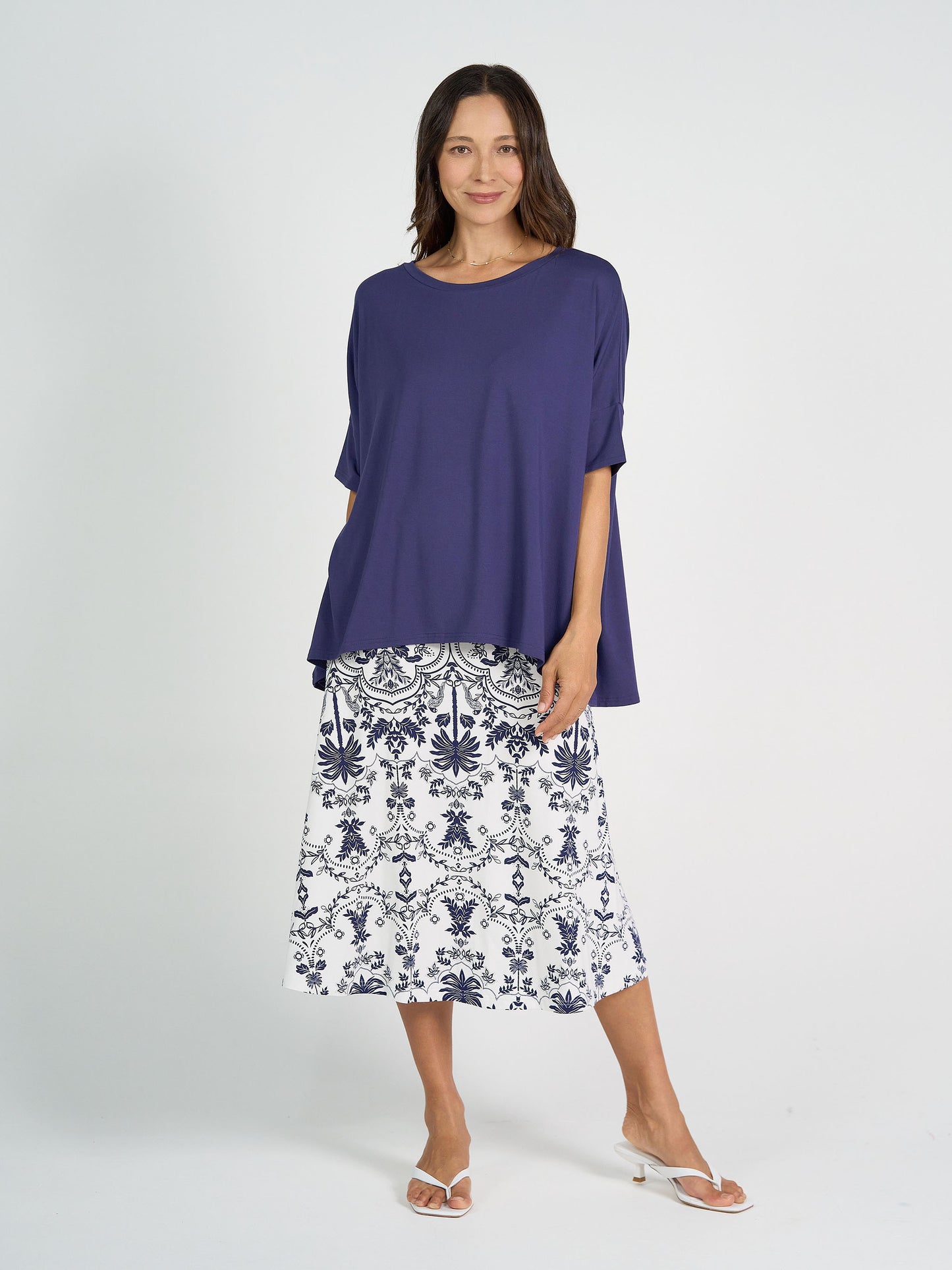Gina Oversized Slouch Bamboo T-Shirt - Blue