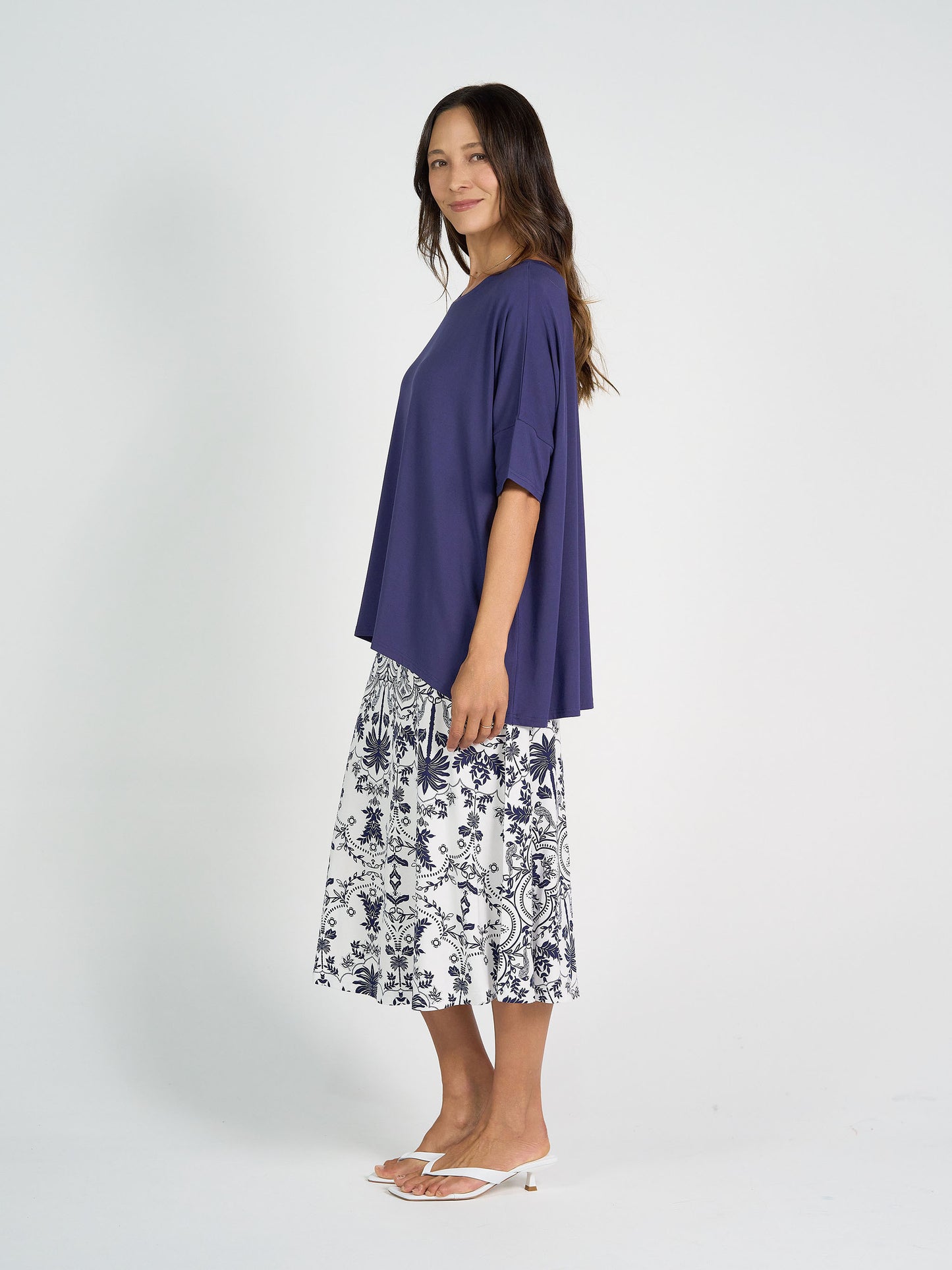 Gina Oversized Slouch Bamboo T-Shirt - Blue