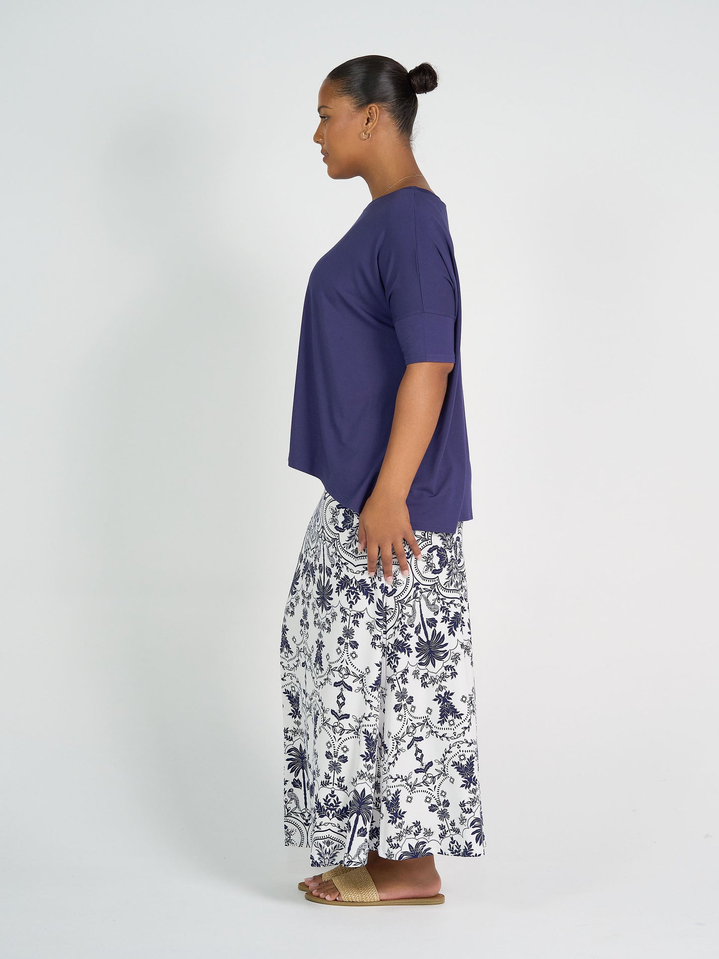 Gina Oversized Slouch Bamboo T-Shirt - Blue
