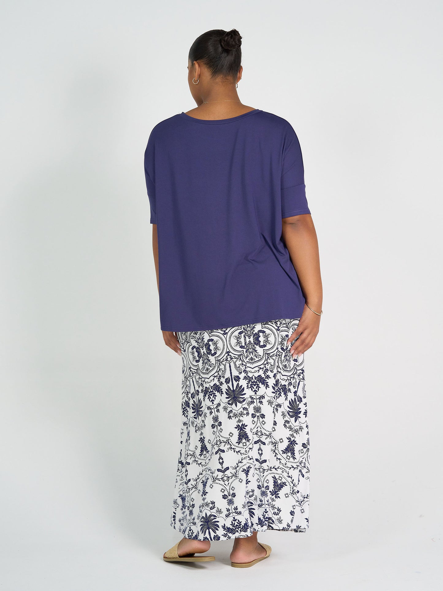 Gina Oversized Slouch Bamboo T-Shirt - Blue