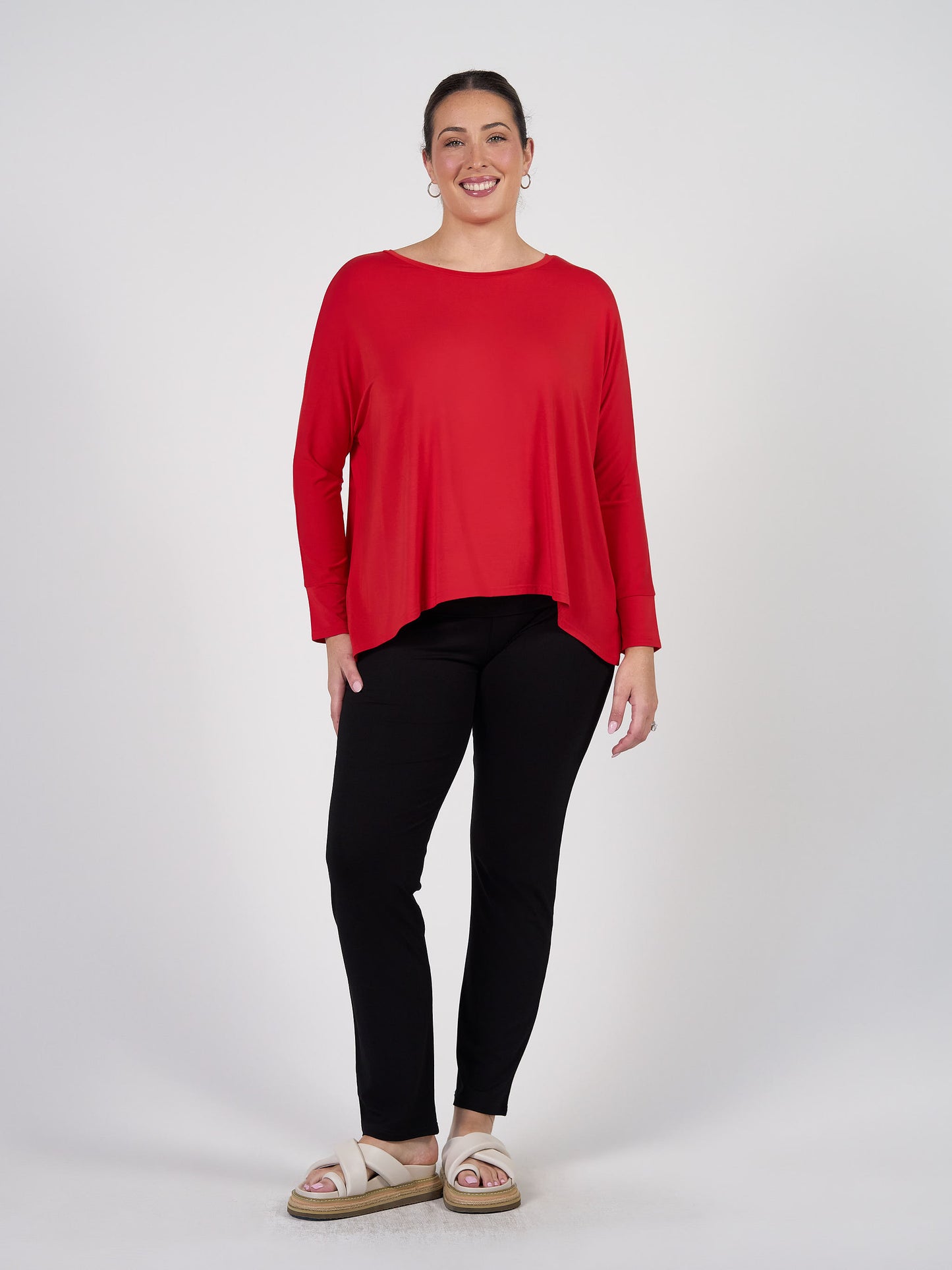 Gina Long Sleeved Bamboo Top - Fiery Red
