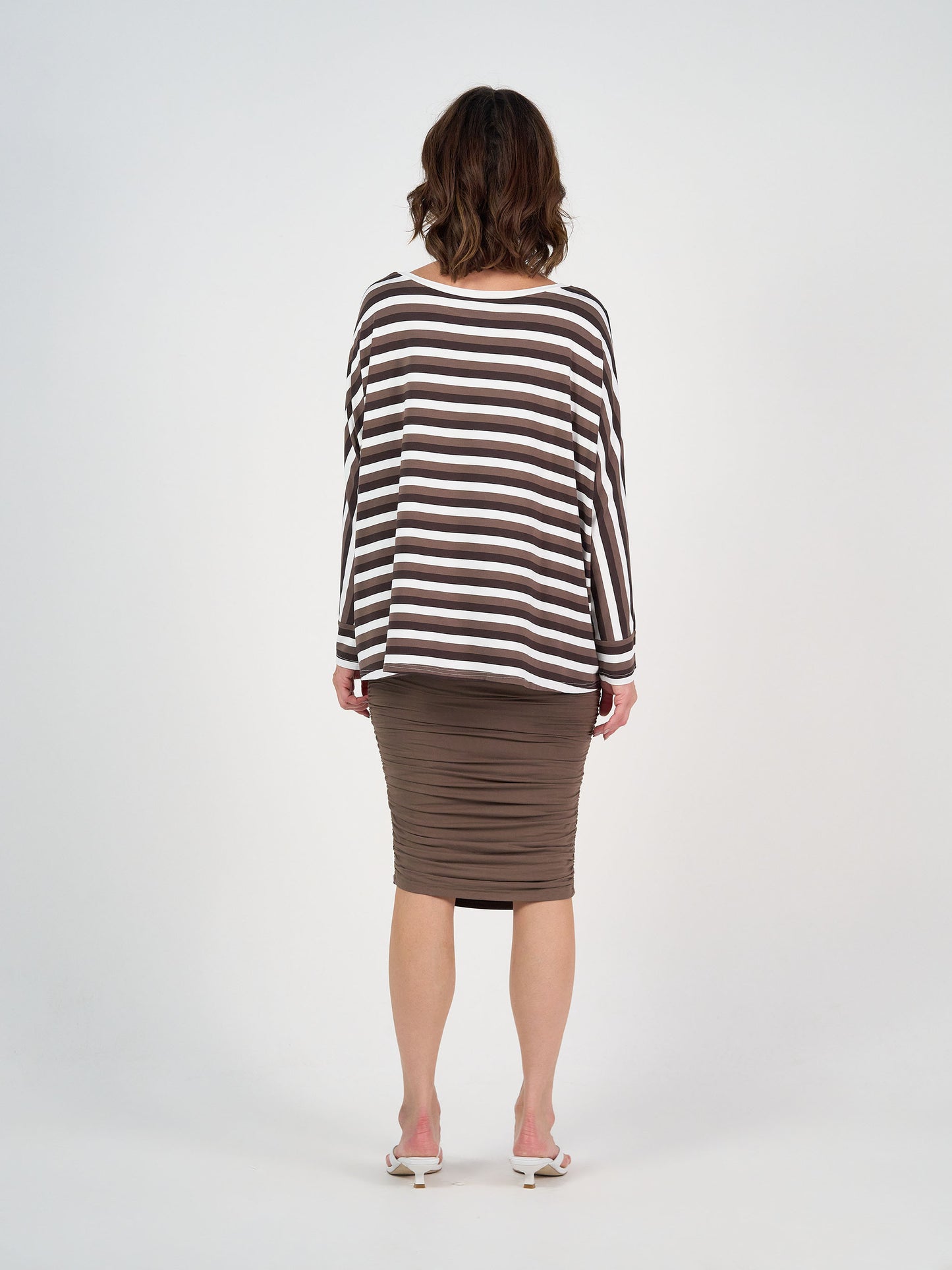 Gina Long Sleeved Bamboo Top - Brown Stripe