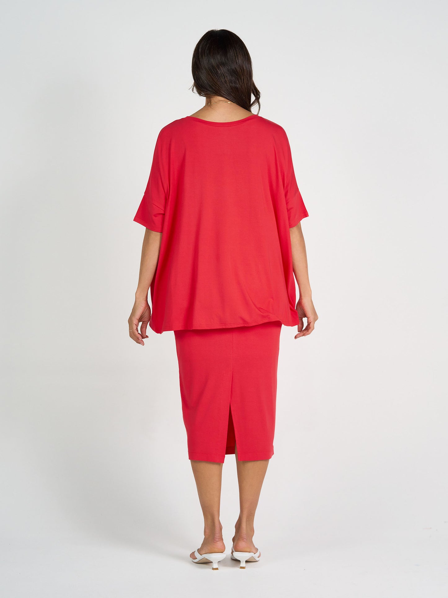 Gina Oversized Slouch Bamboo T-Shirt - Lipstick