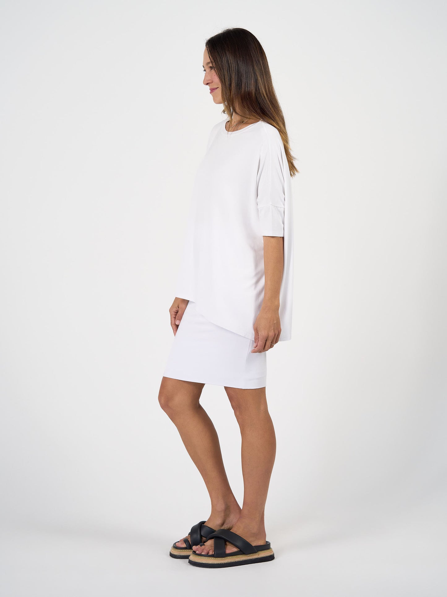 Gina Oversized Slouch Bamboo T-Shirt - White