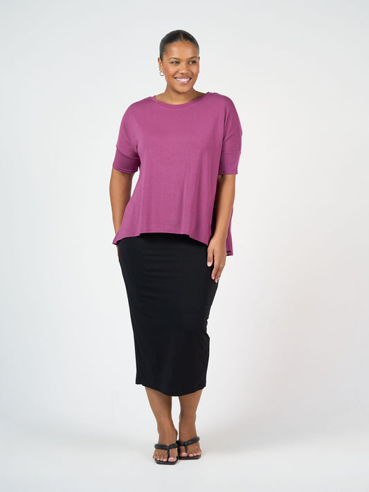 Gina Oversized Slouch Bamboo T-Shirt - Plum