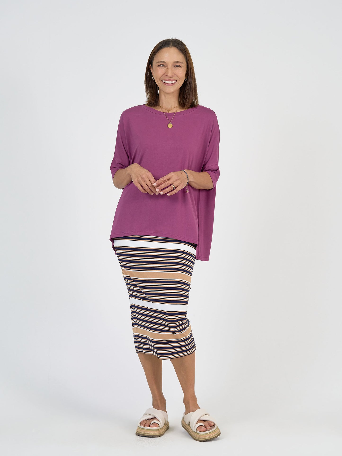 Gina Oversized Slouch Bamboo T-Shirt - Plum