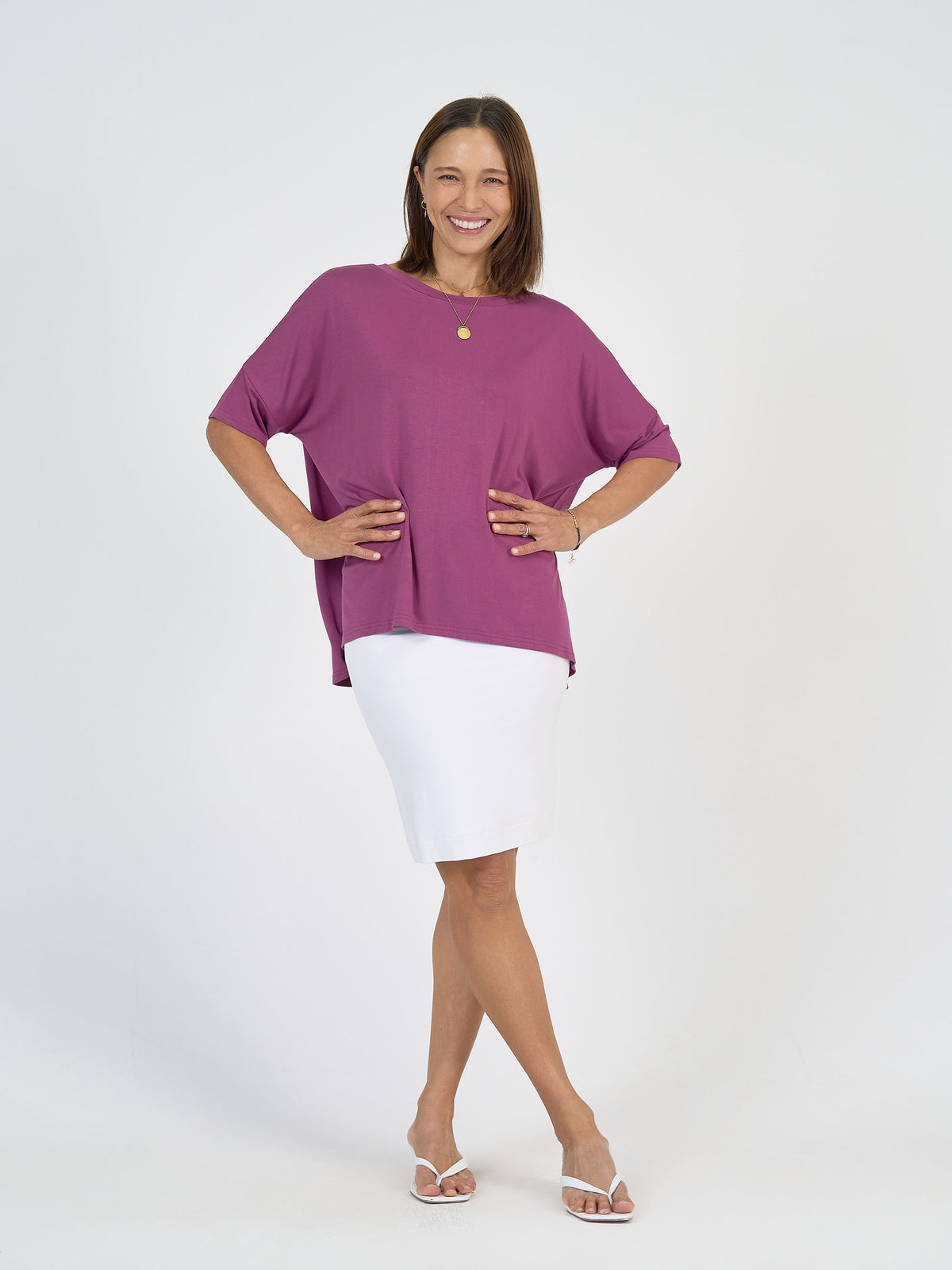 Lou Lou Australia Midi Bamboo Whitney Tube Skirt in white with a comfortable stretch waistband.