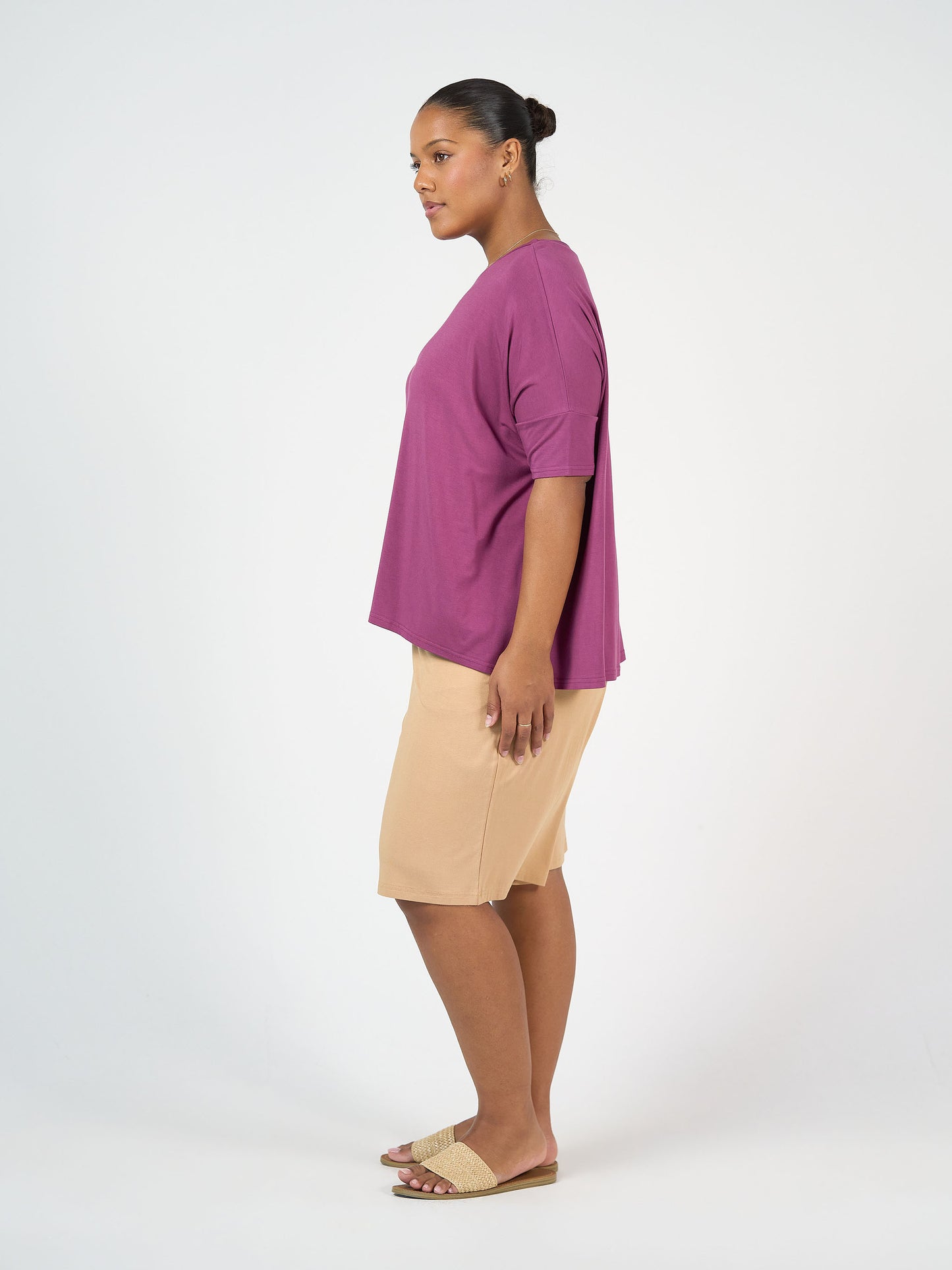 Gina Oversized Slouch Bamboo T-Shirt - Plum