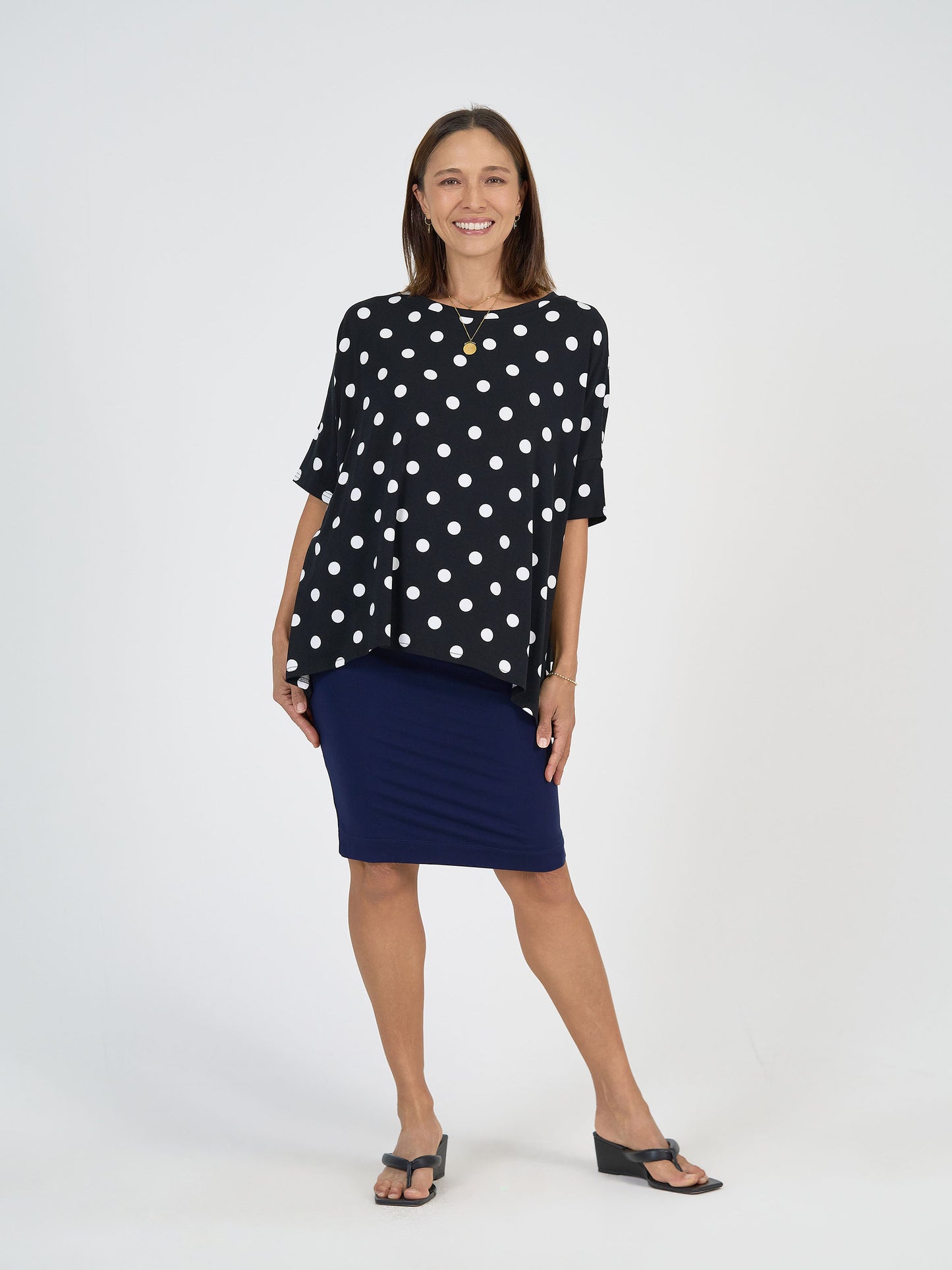 Gina Oversized Slouch Bamboo T-Shirt - Polka Dot