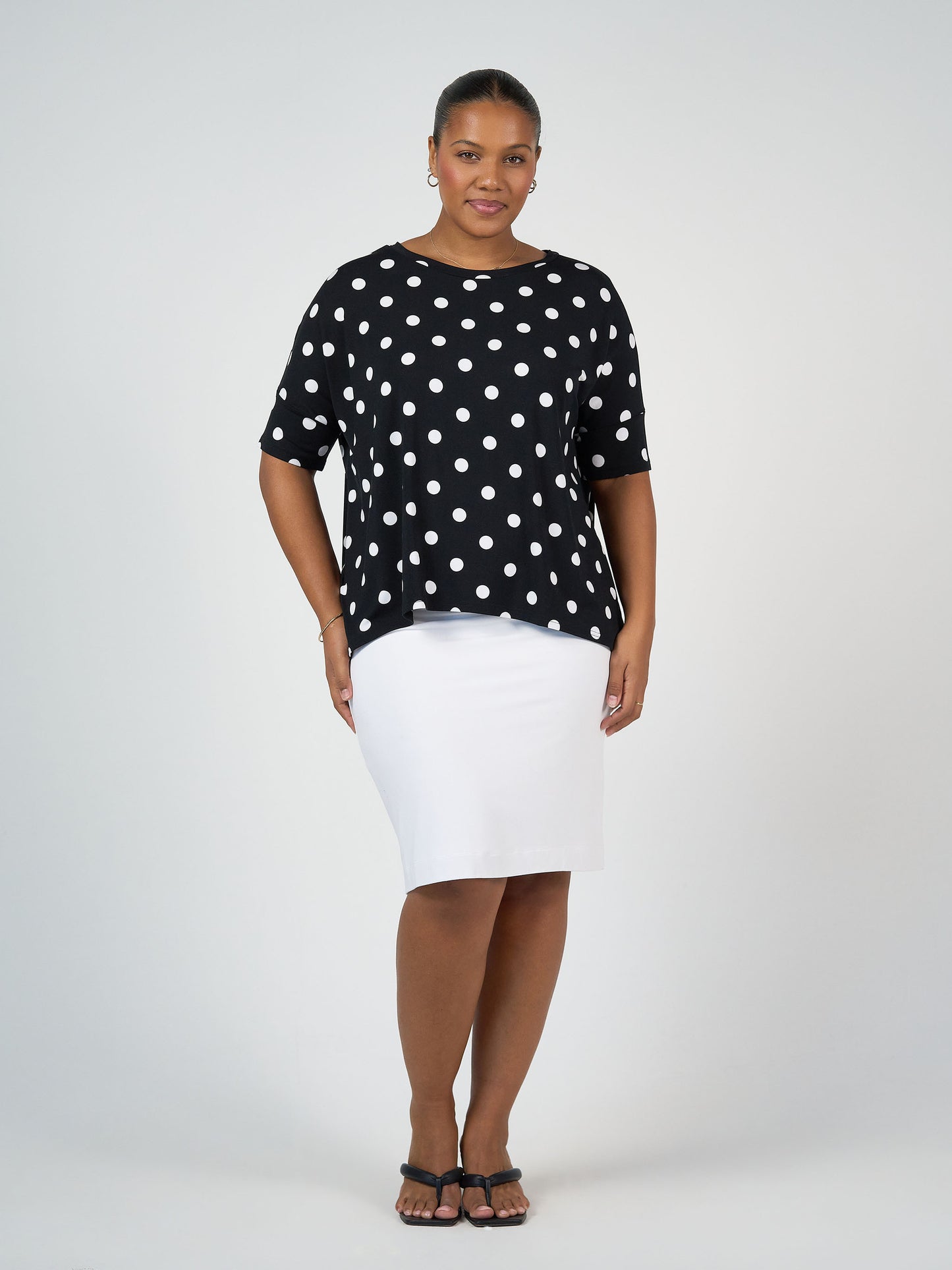 Gina Oversized Slouch Bamboo T-Shirt - Polka Dot
